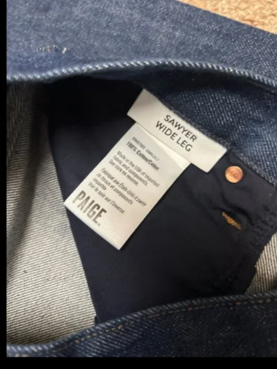 PAIGE DENIM SAWYER WIDE LEG COVERED MADELLA DARK INDIGO WASH JEANS NWT $269 27 W - Picture 12 of 12